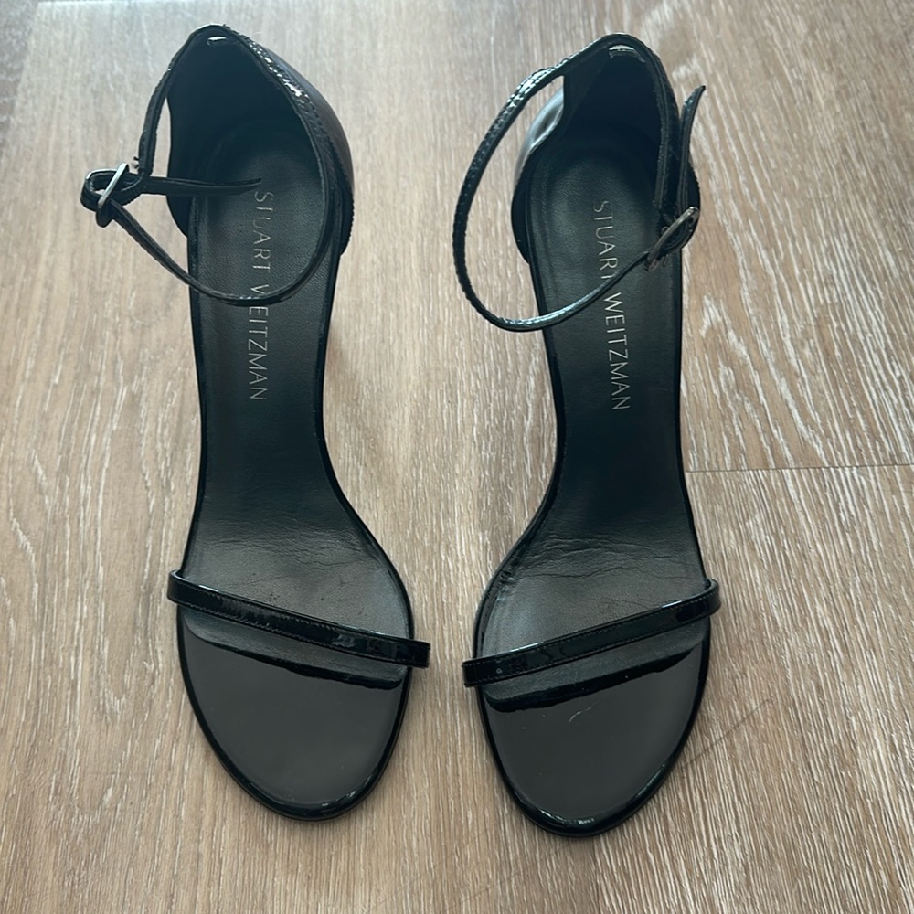 STUART WEITZMAN PATENT STRAP HEELS